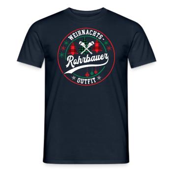 Weihnachten Rohrbauer Rohrbauerei XMAS Outfit - Männer T-Shirt - Navy - Vorne - AI Model Male 178 light (178cm)