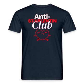 Anti St-Valentin club. Célibataire - T-shirt homme - marine - Devant - AI Model Male 178 light (178cm)