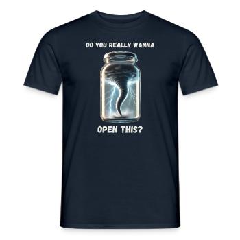 Tornade. Êtes-vous sûr de vouloir l’ouvrir ? - T-shirt homme - marine - Devant - AI Model Male 178 light (178cm)
