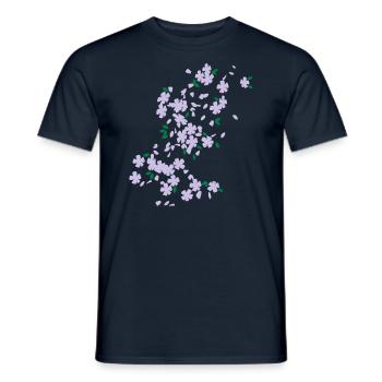 fleurs dans le vent / raining blossoms (2c) - T-shirt homme - marine - Devant - AI Model Male 178 light (178cm)