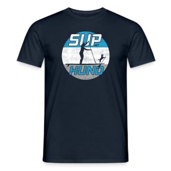 SUP avec chien - Stand Up Paddle Paddling iSUP - T-shirt homme - marine - Devant - AI Model Male 178 light (178cm)