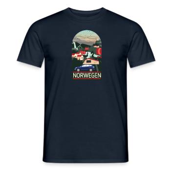 Tente de toit voyage Norvège cadeau camping vacances - T-shirt homme - marine - Devant - AI Model Male 178 light (178cm)