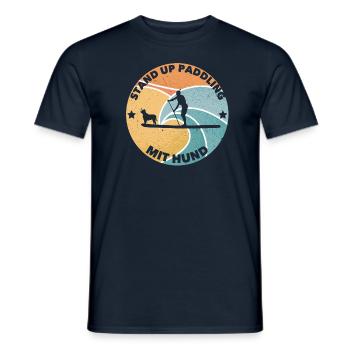 Stand Up Paddling avec chien | Cadeau SUP - T-shirt homme - marine - Devant - AI Model Male 178 light (178cm)