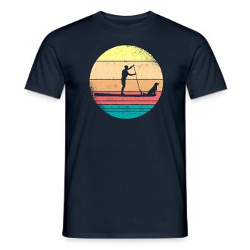 SUP with dog | Stand Up Paddling Dogs Gift - Men's T-Shirt - navy - Front - AI Model Male 178 light (178cm)