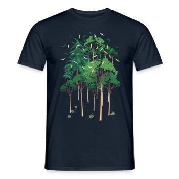 01 Green Forest Trees Leaves Nature - Men's T-Shirt - navy - Front - AI Model Male 178 light (178cm)