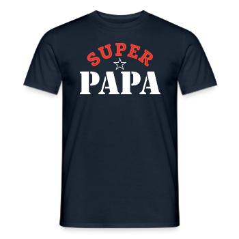 Super papa. Superpapa. Fête des pères. Papa - T-shirt homme - marine - Devant - AI Model Male 178 light (178cm)