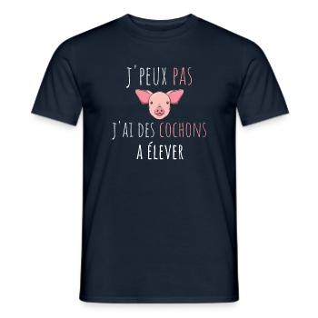 j'peux pas j'ai des cochons a élever cadeau humour - T-shirt homme - marine - Devant - AI Model Male 178 light (178cm)