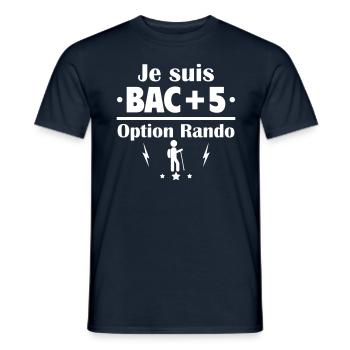 Bac+5 option rando, fête des pères, cadeau de noël - T-shirt homme - marine - Devant - AI Model Male 178 light (178cm)
