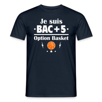 Bac+5 option basket, fête des pères,cadeau de noël - T-shirt homme - marine - Devant - AI Model Male 178 light (178cm)