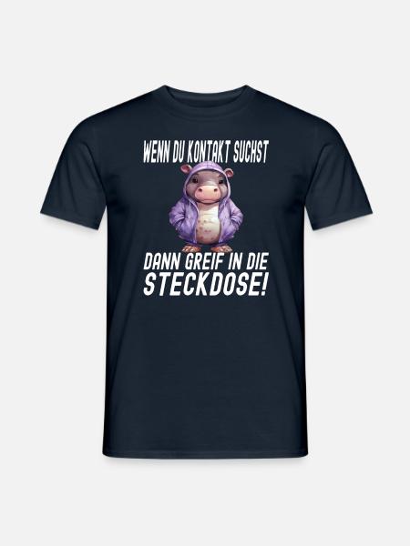Wenn du Kontakt suchst dann greif in die Steckdose - Männer T-Shirt - Navy