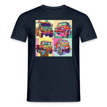 Unimog - Evolution - Warhol - Outil motorisé universel - T-shirt homme - marine - Devant - AI Model Male 178 light (178cm)