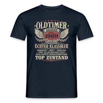 Oldtimer Baujahr 1969 Jahrgang Geburtstag Geschenk - Männer T-Shirt - Navy - Vorne - AI Model Male 178 light (178cm)