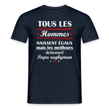 papa rugbyman, cadeau fête des pères - T-shirt homme - marine - Devant - AI Model Male 178 light (178cm)