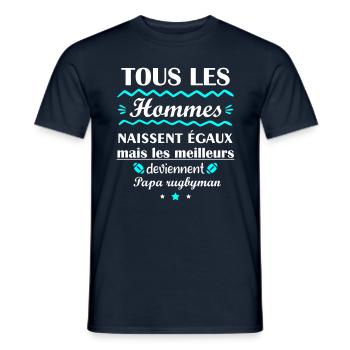 papa rugbyman, cadeau fête des pères - T-shirt homme - marine - Devant - AI Model Male 178 light (178cm)