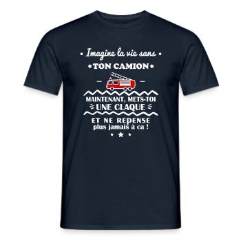 Imagine la vie sans ton camion, pompier, pompière - T-shirt homme - marine - Devant - AI Model Male 178 light (178cm)
