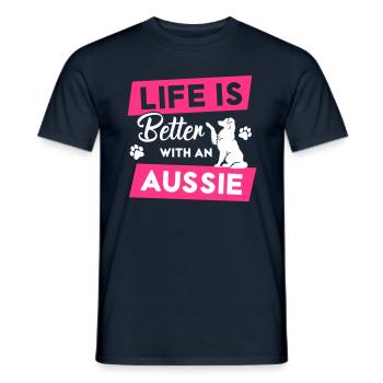 La vie est meilleure avec un Australien - Vector Design - T-shirt homme - marine - Devant - AI Model Male 178 light (178cm)