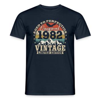 Vintage 1982 Vintage Anniversaire Rétro Cadeau - T-shirt homme - marine - Devant - AI Model Male 178 light (178cm)