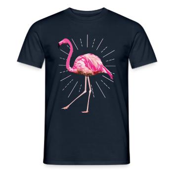 Flamingo poly rays pink summer pink bird - Men's T-Shirt - navy - Front - AI Model Male 178 light (178cm)