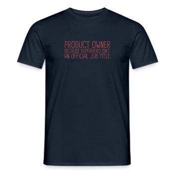 "Product Owner Superhero | " Scrum Master"" - Men's T-Shirt - navy - Front - AI Model Male 178 light (178cm)