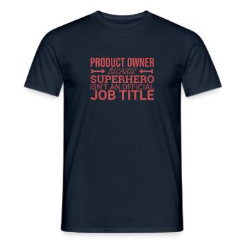 "Product Owner Superhero | " Scrum Master"" - Men's T-Shirt - navy - Front - AI Model Male 178 light (178cm)