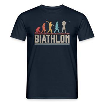 L’évolution du ski de fond biathlon - T-shirt homme - marine - Devant - AI Model Male 178 light (178cm)