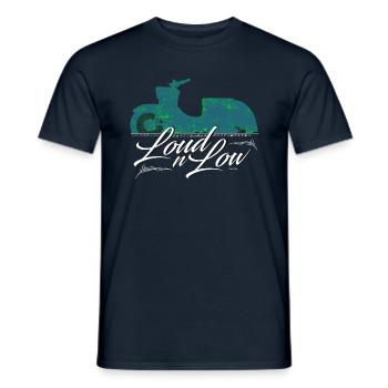LOUD N LOW - Simson Schwalbe KR51 DDR DesignArt - - T-shirt homme - marine - Devant - AI Model Male 178 light (178cm)