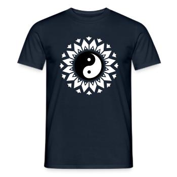 Yin and Yang symbol, Mandala Buddha Buddhism OM - Men's T-Shirt - navy - Front - AI Model Male 178 light (178cm)