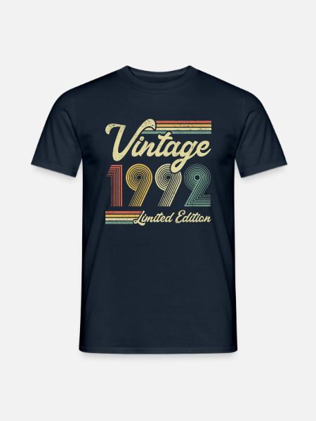 1992 Vintage Jahrgang Retro Geburtstag Geschenk - Männer T-Shirt - Navy