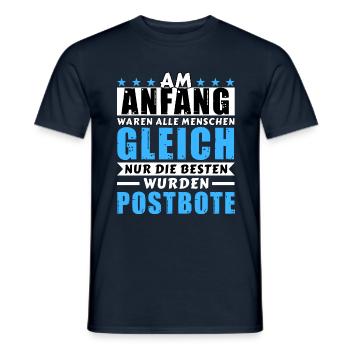 Am Anfang waren alle gleich - Postbote Edition - Männer T-Shirt - Navy - Vorne - AI Model Male 178 light (178cm)
