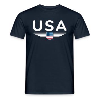 I Love USA, T-Shirt Design Style Élégance - T-shirt homme - marine - Devant - AI Model Male 178 light (178cm)
