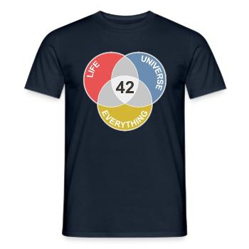 42 est la réponse pour la vie, l’univers et tout - T-shirt homme - marine - Devant - AI Model Male 178 light (178cm)