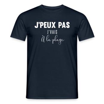 J'peux pas j'vais à la plage - T-shirt homme - marine - Devant - AI Model Male 178 light (178cm)