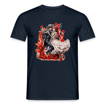 Dancing Skeletons with Roses 2 - Men's T-Shirt - navy - Front - AI Model Male 178 light (178cm)