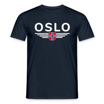 Oslo T-shirt for fans and Norway lovers - Men's T-Shirt - navy - Front - AI Model Male 178 light (178cm)