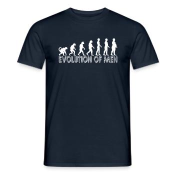 Evolution des hommes - Pour les hommes au ventre en blanc - T-shirt homme - marine - Devant - AI Model Male 178 light (178cm)