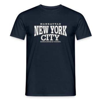 New York City Manhattan blanc (à l'ancienne) - T-shirt homme - marine - Devant - AI Model Male 178 light (178cm)