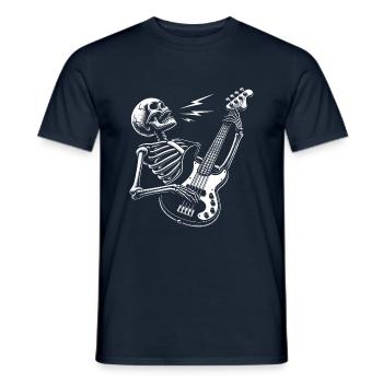 Crâne squelette avec guitare basse - T-shirt homme - marine - Devant - AI Model Male 178 light (178cm)