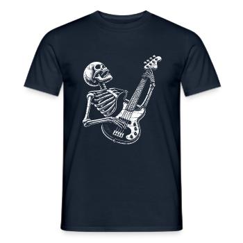 Crâne squelette avec guitare basse - T-shirt homme - marine - Devant - AI Model Male 178 light (178cm)