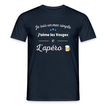 Je suis un mec simple j'aime les Vosges et l'apéro - T-shirt homme - marine - Devant - AI Model Male 178 light (178cm)