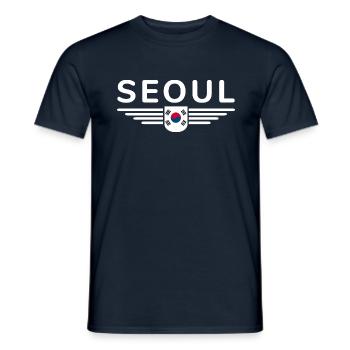Seoul Fan-T-Shirt für Korea-Liebhaber - Männer T-Shirt - Navy - Vorne - AI Model Male 178 light (178cm)