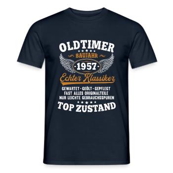 Oldtimer Baujahr 1957 Jahrgang Geburtstag Geschenk - Männer T-Shirt - Navy - Vorne - AI Model Male 178 light (178cm)