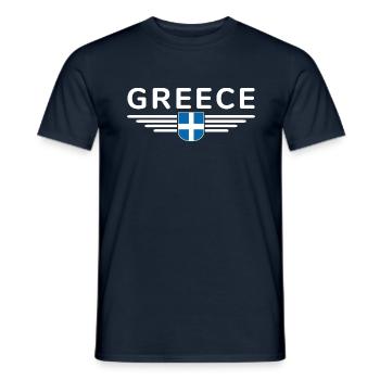 I Love Greece Fan, Design T-Shirt Outfit - Men's T-Shirt - navy - Front - AI Model Male 178 light (178cm)