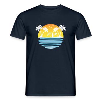 Palmiers Été soleil mer et plage - T-shirt homme - marine - Devant - AI Model Male 178 light (178cm)