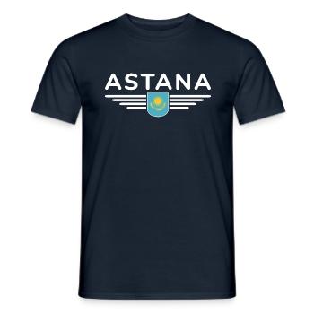 Astana Design – Modernité et tradition - T-shirt homme - marine - Devant - AI Model Male 178 light (178cm)