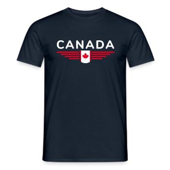 Canada T-Shirt Outfit Design, Nature & Freedom - Men's T-Shirt - navy - Front - AI Model Male 178 light (178cm)