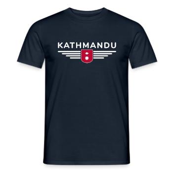 Kathmandu Design – Nepals Herz - Männer T-Shirt - Navy - Vorne - AI Model Male 178 light (178cm)