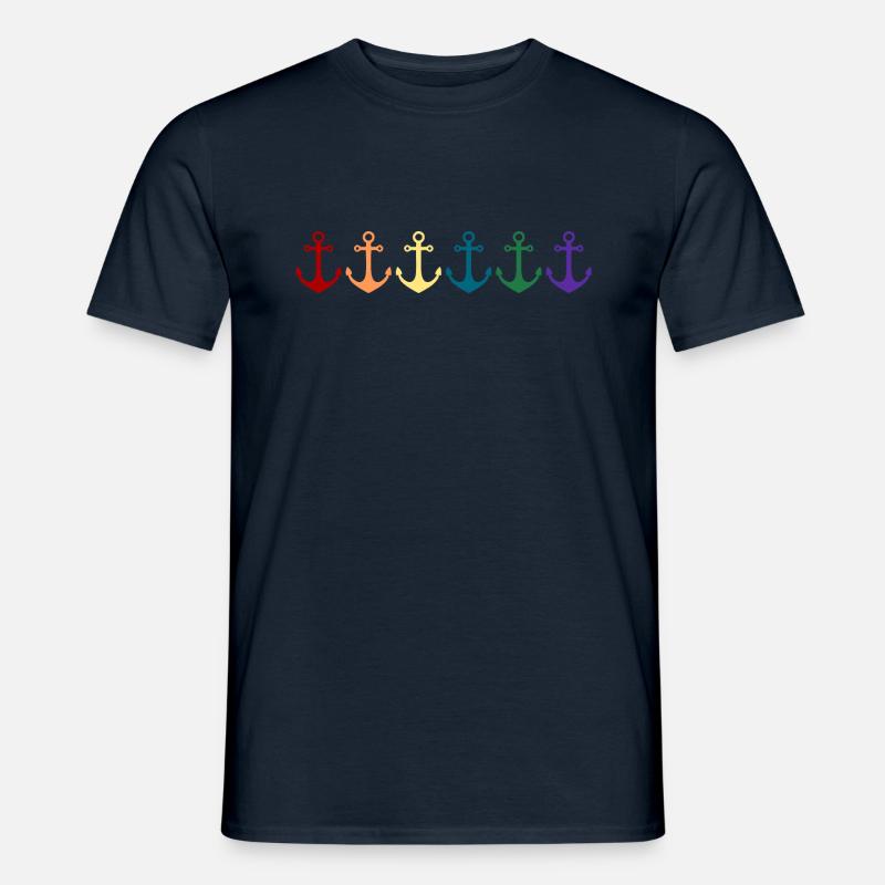 Regenbogen Anker - Männer T-Shirt - Navy