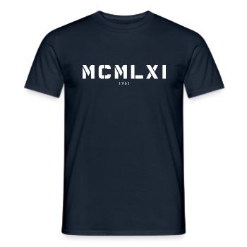Roman numeral year of birth Made in 1961 - Men's T-Shirt - navy - Front - AI Model Male 178 light (178cm)