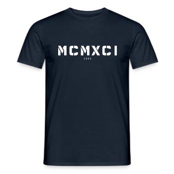 Roman numeral year of birth Made in 1991 - Men's T-Shirt - navy - Front - AI Model Male 178 light (178cm)