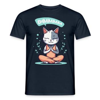 Ohmmm Yoga Cat I Meditation Relaxation | Kitten - Men's T-Shirt - navy - Front - AI Model Male 178 light (178cm)